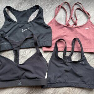 Women's 4 Sports Bras (2 Nike, 1 Under Arbor, 1 Adidas), M/L